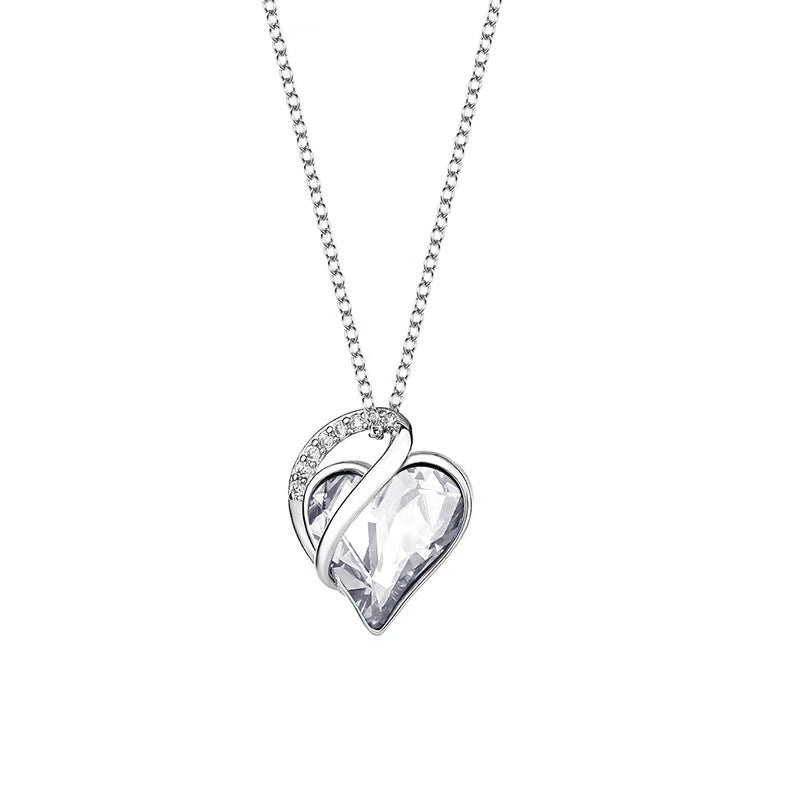 925 Sliver Heart Shaped Geometric Necklace Jewellery Women's Clavicle Chain Valentine's Mothers Day Gift