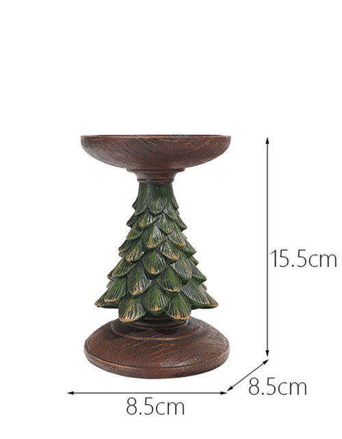 Load image into Gallery viewer, Resin Wooden Christmas Tree Candle Holder Base Figurine Christmas Decorations Candlestick Craft Home Living Room Decor
