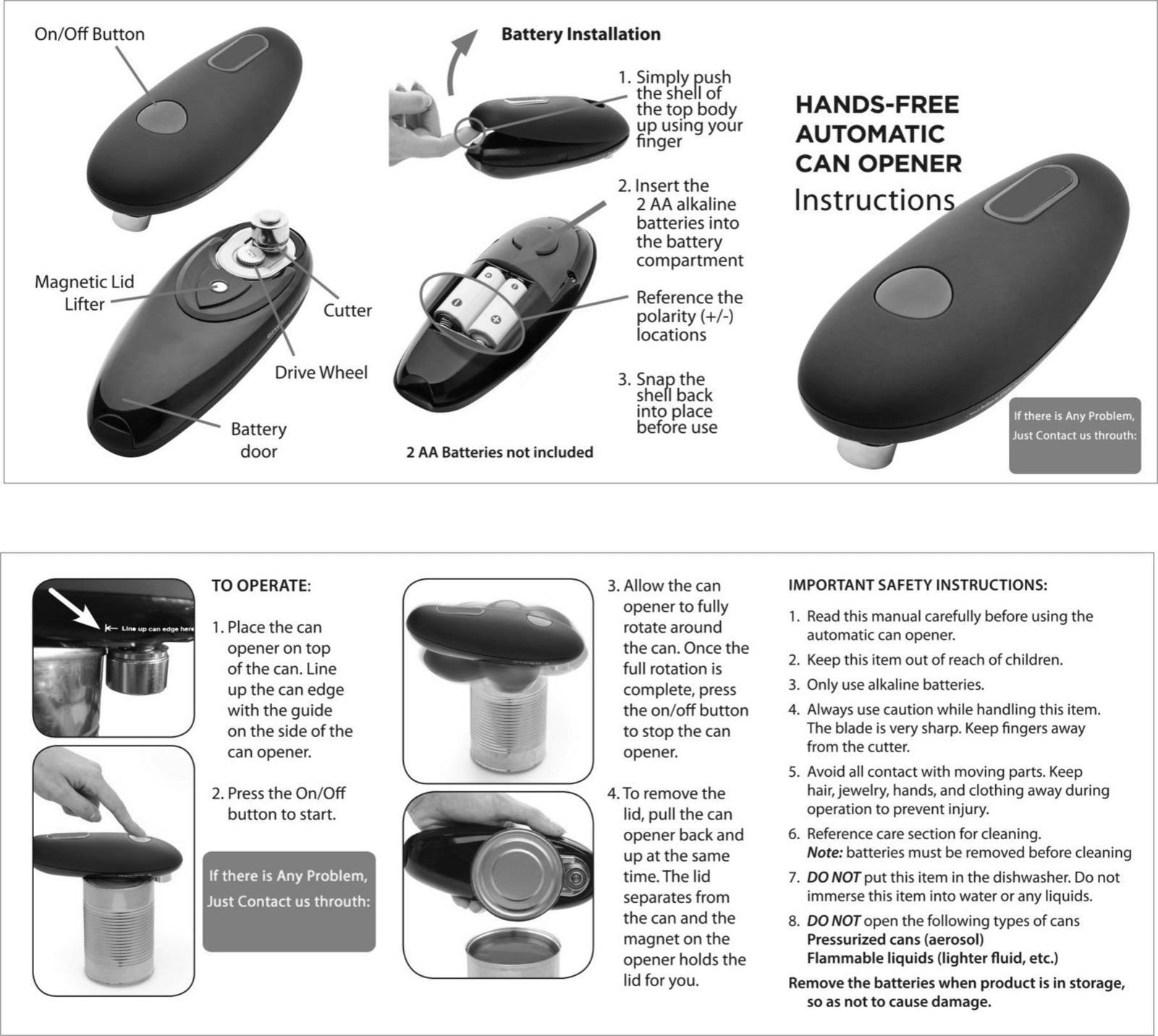 Electric Can Opener Automatic Jar Bottle Can Machine One Touch Portable Kitchen Hand Free Can Opener