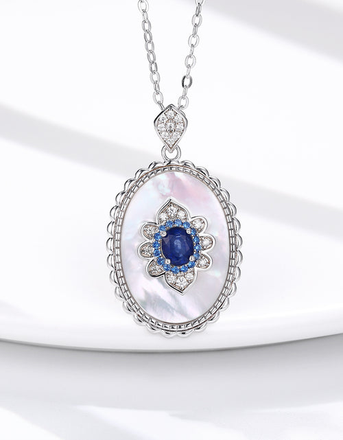 Load image into Gallery viewer, Sapphire Diamond Pendant 925 Sterling Silver Party Wedding Pendants Chain Necklace For Women Charm Jewellery
