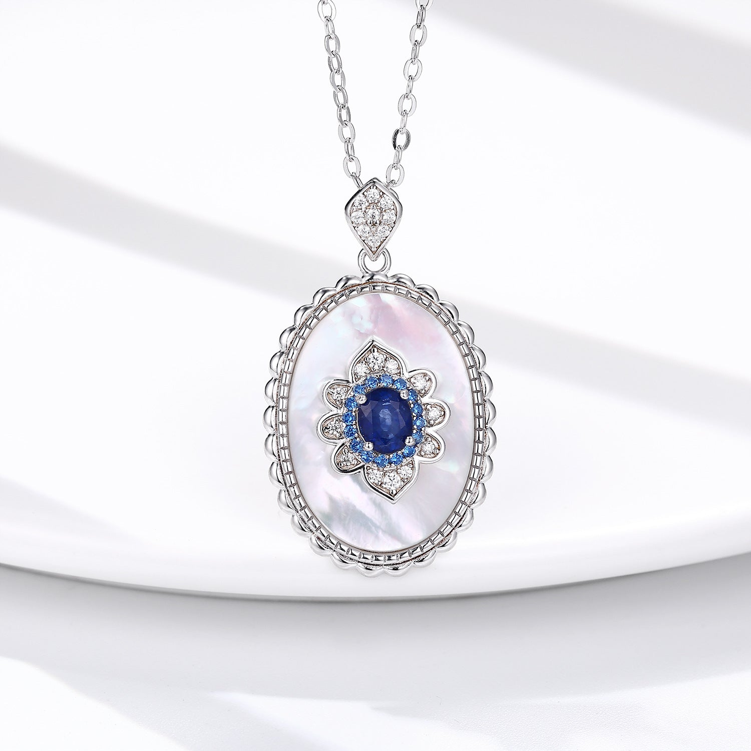 Sapphire Diamond Pendant 925 Sterling Silver Party Wedding Pendants Chain Necklace For Women Charm Jewellery