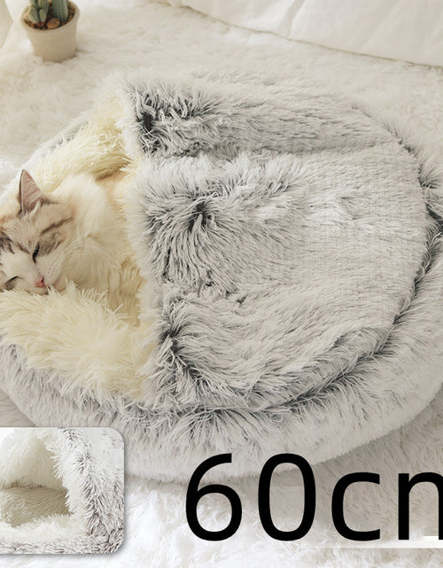 Load image into Gallery viewer, 2 In 1 Dog And Cat Bed Pet Winter Bed Round Plush Warm Bed House Soft Long Plush Pets Bed
