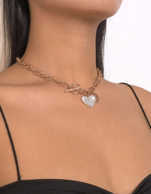 Load image into Gallery viewer, Women&#39;s Round Heart Shape With Imitation Diamond Necklace
