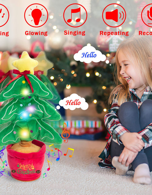 Load image into Gallery viewer, Dancing Christmas Toys Funny Tree Repeat Talking  Electronic Plush Toys Can Sing Record Lighten Early Education Funny Gift Christmas
