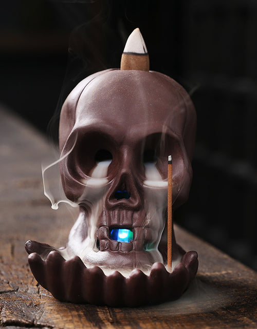 Load image into Gallery viewer, Skull Head Halloween Home Decoration Backflow Incense Burner
