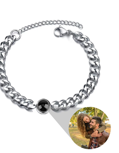 Load image into Gallery viewer, Titanium Steel Men And Women Personalized Photo Projection Custom Family Gathering Pet Couple Birthday Memory Bracelet
