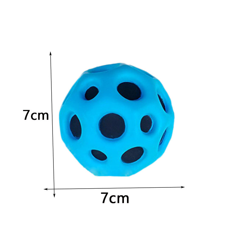 Soft Bouncy Ball Anti-fall Moon Shape Porous Bouncy Ball Kids Indoor Outdoor Toy Ergonomic Design