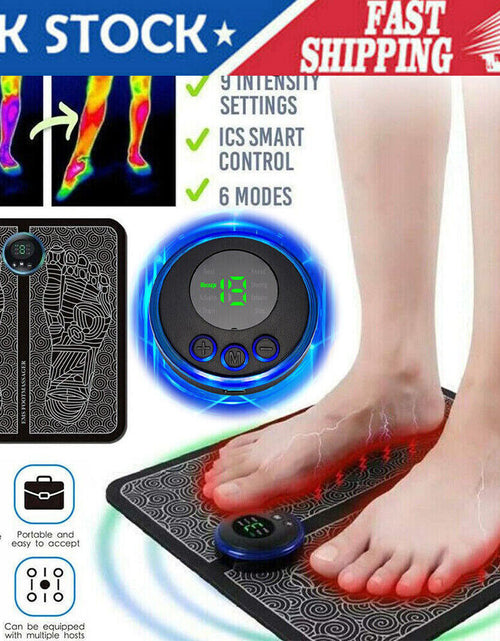 Load image into Gallery viewer, EMS Foot Massager Mat Electric Pad Blood Muscle Circulation Relief Pain LED USB
