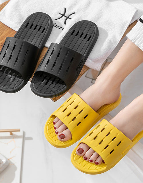 Load image into Gallery viewer, Anti-slip Striped Texture Hollow Design Slippers Women Floor Bathroom House Shoes Summer Indoor Home Slipper Couple
