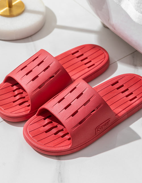 Load image into Gallery viewer, Anti-slip Striped Texture Hollow Design Slippers Women Floor Bathroom House Shoes Summer Indoor Home Slipper Couple
