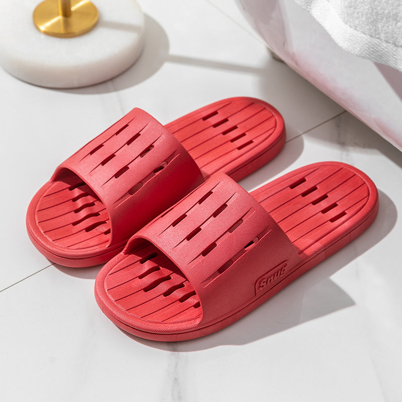 Anti-slip Striped Texture Hollow Design Slippers Women Floor Bathroom House Shoes Summer Indoor Home Slipper Couple