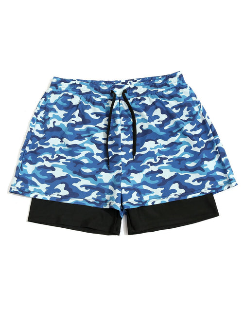 Load image into Gallery viewer, Loose Swimming Trunks Summer Printed Double Layer Beach Shorts
