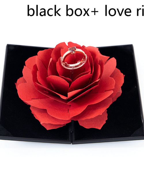 Load image into Gallery viewer, 3D Love Box Heart-shaped Rose Flower Rotating Ring Box Valentines Day Gift
