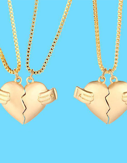 Load image into Gallery viewer, Creative Magnet Love Necklace 2pcs Heart-broken Shape Necklace Men And Women Jewellery
