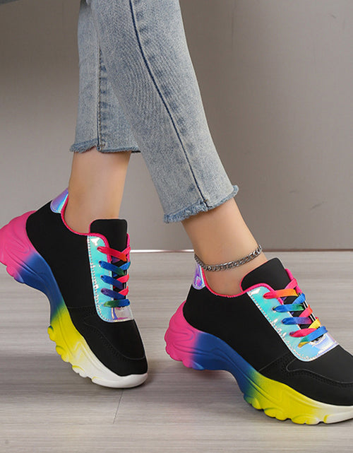 Load image into Gallery viewer, Style Rainbow Colour Sports Shoes For Women Thick Bottom Lace-up Sneakers Fashion Casual Lightweight Running Walking Shoes
