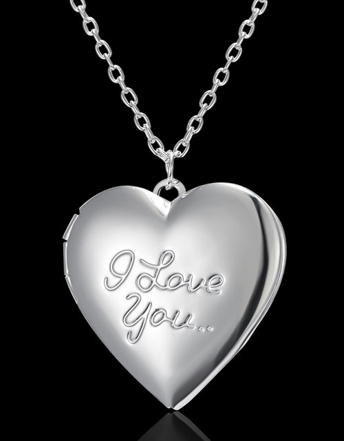 Load image into Gallery viewer, Carved Design Love Necklace Personalised Heart-shaped Photo Frame Pendant Necklace For Women Family Jewellery For Valentine&#39;s Day
