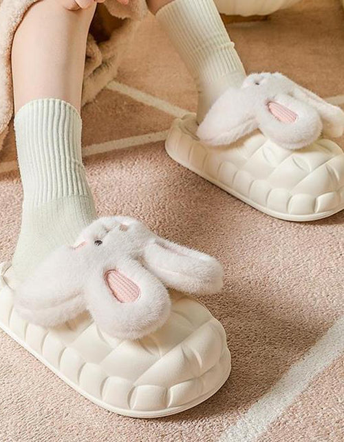 Load image into Gallery viewer, Cute Rabbit Shoes Winter Fuzzy Slippers Women Detachable Washable House Shoes
