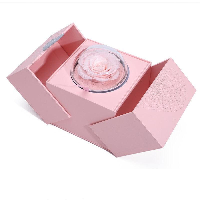 Creative Eternal Rose Box Eternal Soap Flower Jewellery Box Ring Necklace Storage Case Valentines Surprise Gift