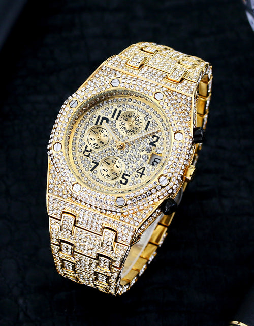 Load image into Gallery viewer, Full Diamond Three-Eye Timing Sports Quartz Men&#39;s Watch
