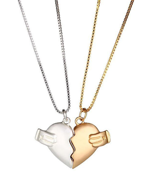 Load image into Gallery viewer, Creative Magnet Love Necklace 2pcs Heart-broken Shape Necklace Men And Women Jewellery
