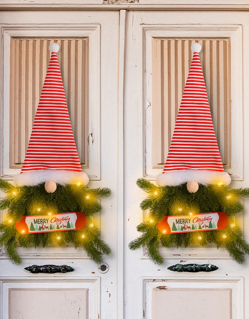 Load image into Gallery viewer, Glowing Christmas Wreath Upside Down Tree Stripes A Tall Hat
