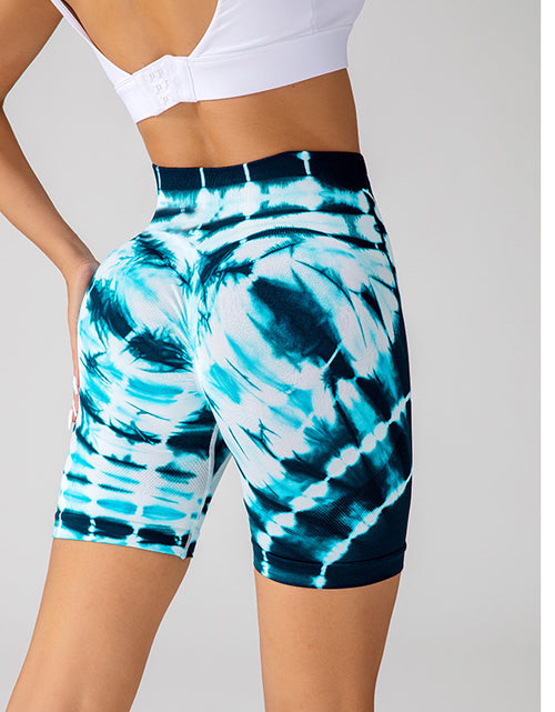 Load image into Gallery viewer, Tie-dye Printed Yoga Shorts Fashion Seamless High-waisted Hip-lifting Pant Sports Running Fitness Pants For Women Clothing
