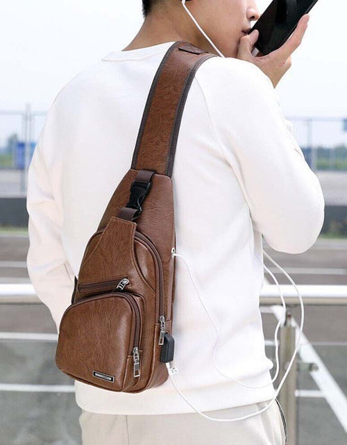 Load image into Gallery viewer, Men Chest Bag PU Shoulder Sling Backpack Pack Travel Sport Cross Body Bags
